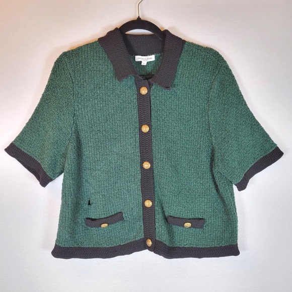 Veronica Beard Sweaters - Veronica Beard Womens Marie Tweed Cardigan Top Size XL Green Lady Coat Old Money